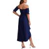 imageLYANER Womens Two Pieces Outfits Off Shoulder Crop Top and High Low Skirt SetNavy