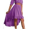 imageLYANER Womens Two Pieces Outfits Off Shoulder Crop Top and High Low Skirt SetPurple