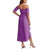 imageLYANER Womens Two Pieces Outfits Off Shoulder Crop Top and High Low Skirt SetPurple