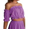 imageLYANER Womens Two Pieces Outfits Off Shoulder Crop Top and High Low Skirt SetPurple