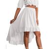 imageLYANER Womens Two Pieces Outfits Off Shoulder Crop Top and High Low Skirt SetWhite