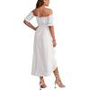 imageLYANER Womens Two Pieces Outfits Off Shoulder Crop Top and High Low Skirt SetWhite