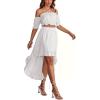 imageLYANER Womens Two Pieces Outfits Off Shoulder Crop Top and High Low Skirt SetWhite
