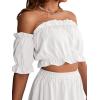 imageLYANER Womens Two Pieces Outfits Off Shoulder Crop Top and High Low Skirt SetWhite