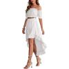imageLYANER Womens Two Pieces Outfits Off Shoulder Crop Top and High Low Skirt SetWhite