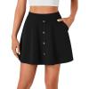 imageLYANER Womens Above Knee Length Casual Skirt Stretchy Button High Waist ALine Flared Vintage Mini Skater Skirts with PocketBlack