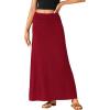 imageLYANER Womens Casual Ruched Elastic High Waist Flare ALine Long Maxi SkirtDark Red