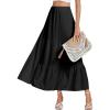 imageLYANER Womens Elastic High Waisted Ruched Tiered Ruffle Hem Long Skirt with PocketsBlack