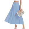 imageLYANER Womens Elastic High Waisted Ruched Tiered Ruffle Hem Long Skirt with PocketsLight Blue