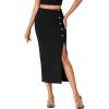 imageLYANER Womens High Waist Long Pencil Skirt Side Split Bodycon Party Club Night Out Midi SkirtsBlack