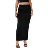 imageLYANER Womens High Waist Ruched Bodycon Party Maxi Long Pencil SkirtBlack