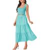 imageLYANER Womens 2 Piece Outfits Sleeveless Crop Top and High Waist Midi Skirt Set With PocketsAzure