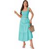 imageLYANER Womens 2 Piece Outfits Sleeveless Crop Top and High Waist Midi Skirt Set With PocketsAzure