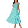 imageLYANER Womens 2 Piece Outfits Sleeveless Crop Top and High Waist Midi Skirt Set With PocketsAzure
