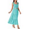 imageLYANER Womens 2 Piece Outfits Sleeveless Crop Top and High Waist Midi Skirt Set With PocketsAzure