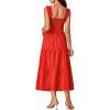 imageLYANER Womens 2 Piece Outfits Sleeveless Crop Top and High Waist Midi Skirt Set With PocketsRed