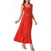 imageLYANER Womens 2 Piece Outfits Sleeveless Crop Top and High Waist Midi Skirt Set With PocketsRed