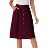 imageLYANER Womens Button Front Hight Waist Aline Loose Work Midi Skirt with Pocket Wine Red XLarge