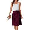 imageLYANER Womens Button Front Hight Waist Aline Loose Work Midi Skirt with Pocket Wine Red XLarge