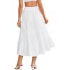 imageLYANER Womens Casual Elastic High Waist Layer Ruffle A Line Swing Long Maxi SkirtWhite