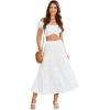 imageLYANER Womens Casual Elastic High Waist Layer Ruffle A Line Swing Long Maxi SkirtWhite