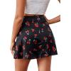 imageLYANER Womens Casual Satin Silk Side Zipper High Waist Mini Short Skirt with LiningCherry Black
