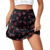 imageLYANER Womens Casual Satin Silk Side Zipper High Waist Mini Short Skirt with LiningCherry Black