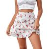 imageLYANER Womens Casual Satin Silk Side Zipper High Waist Mini Short Skirt with LiningCherry White