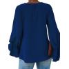 imageLYANER Womens Casual V Neck Tiered Ruffle Bell Long Sleeve Blouse Shirt Tunic TopRoyal Blue
