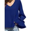 imageLYANER Womens Casual V Neck Tiered Ruffle Bell Long Sleeve Blouse Shirt Tunic TopRoyal Blue