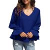 imageLYANER Womens Casual V Neck Tiered Ruffle Bell Long Sleeve Blouse Shirt Tunic TopRoyal Blue
