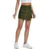 imageLYANER Womens Casual Wrap Asymmetrical Hem Pocket Skorts High Waisted Cargo Skirts ShortsArmy Green