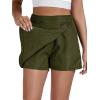 imageLYANER Womens Casual Wrap Asymmetrical Hem Pocket Skorts High Waisted Cargo Skirts ShortsArmy Green