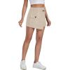 imageLYANER Womens Casual Wrap Asymmetrical Hem Pocket Skorts High Waisted Cargo Skirts ShortsKhaki
