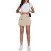 imageLYANER Womens Casual Wrap Asymmetrical Hem Pocket Skorts High Waisted Cargo Skirts ShortsKhaki