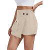 imageLYANER Womens Casual Wrap Asymmetrical Hem Pocket Skorts High Waisted Cargo Skirts ShortsKhaki