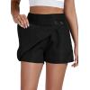 imageLYANER Womens Casual Wrap Asymmetrical Hem Pocket Skorts High Waisted Cargo Skirts ShortsSolid Black