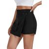 imageLYANER Womens Casual Wrap Asymmetrical Hem Pocket Skorts High Waisted Cargo Skirts ShortsSolid Black