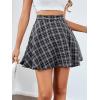 imageLYANER Womens Cute Plaid High Waist Above Knee Aline Skater Mini Short SkirtBlack