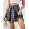 imageLYANER Womens Cute Plaid High Waist Above Knee Aline Skater Mini Short SkirtBlack