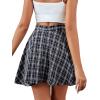 imageLYANER Womens Cute Plaid High Waist Above Knee Aline Skater Mini Short SkirtBlack