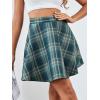 imageLYANER Womens Cute Plaid High Waist Above Knee Aline Skater Mini Short SkirtDark Green