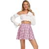 imageLYANER Womens Cute Plaid High Waist Above Knee Aline Skater Mini Short SkirtPink