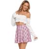 imageLYANER Womens Cute Plaid High Waist Above Knee Aline Skater Mini Short SkirtPink