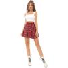 imageLYANER Womens Cute Plaid High Waist Above Knee Aline Skater Mini Short SkirtRed