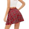 imageLYANER Womens Cute Plaid High Waist Above Knee Aline Skater Mini Short SkirtRed