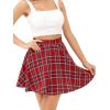 imageLYANER Womens Cute Plaid High Waist Above Knee Aline Skater Mini Short SkirtRed