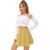 imageLYANER Womens Cute Plaid High Waist Above Knee Aline Skater Mini Short SkirtYellow