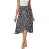 imageLYANER Womens Floral Print Wrap Front Self Tie Knot Ruffle Hem Split Midi SkirtBlack