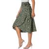 imageLYANER Womens Floral Print Wrap Front Self Tie Knot Ruffle Hem Split Midi SkirtGreen